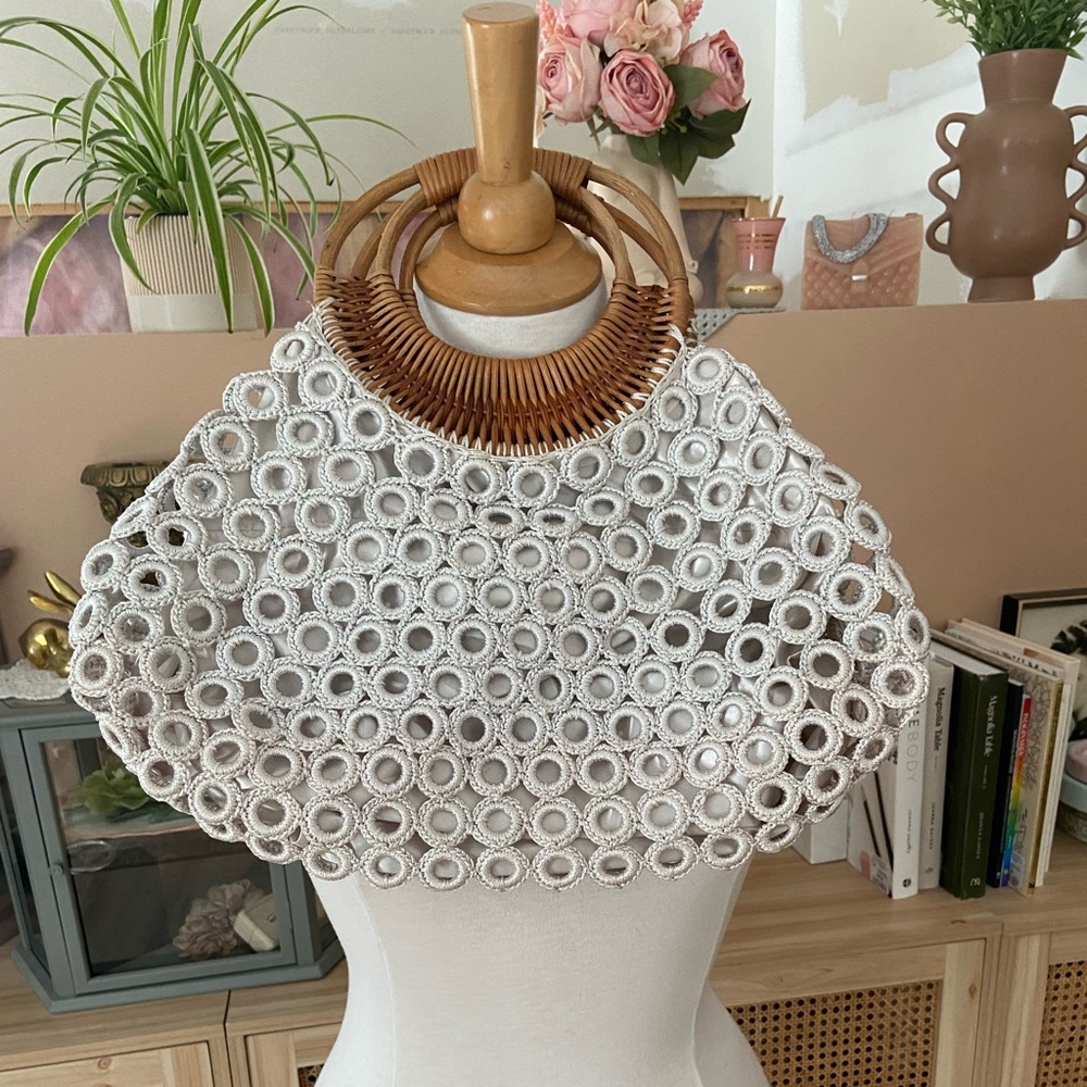 Elegant White Crochet Women Bag